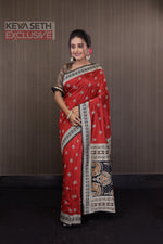 Load image into Gallery viewer, Red Bomkai Tussar Saree - Keya Seth Exclusive