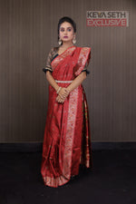 Load image into Gallery viewer, Red Pattachitra Silk Saree - Keya Seth Exclusive