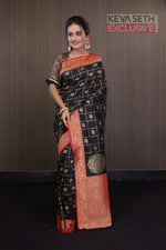 Load image into Gallery viewer, Black Madurai Silk Saree - Keya Seth Exclusive