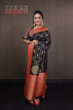 Load image into Gallery viewer, Black Madurai Silk Saree - Keya Seth Exclusive
