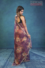 Load image into Gallery viewer, Magenta Floral Soft Organza Saree - Keya Seth Exclusive