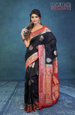 Load image into Gallery viewer, Black and Red Dola Silk Saree - Keya Seth Exclusive