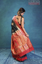 Load image into Gallery viewer, Black and Red Dola Silk Saree - Keya Seth Exclusive
