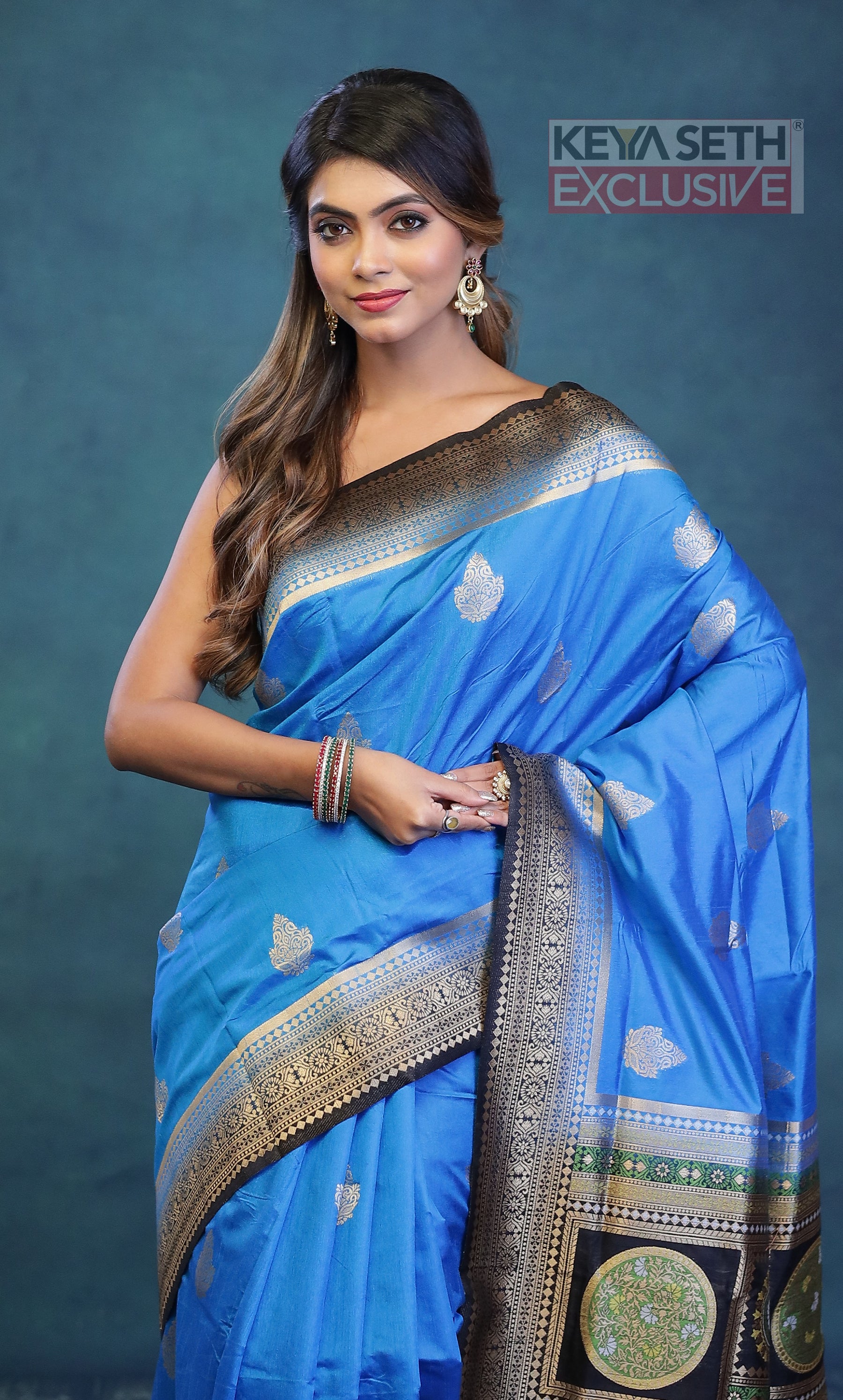 Blue and Black Dola Silk Saree - Keya Seth Exclusive