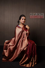 Load image into Gallery viewer, Maroon Soft Silk Mahapar Saree - Keya Seth Exclusive
