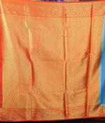 Load image into Gallery viewer, Blue Matka Saree with Orange Border - Keya Seth Exclusive
