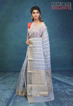 Load image into Gallery viewer, Breathable Grey Cotton Saree - Keya Seth Exclusive