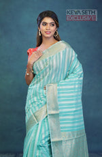 Load image into Gallery viewer, Breathable Green Cotton Saree - Keya Seth Exclusive