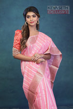 Load image into Gallery viewer, Breathable Pink Cotton Saree - Keya Seth Exclusive