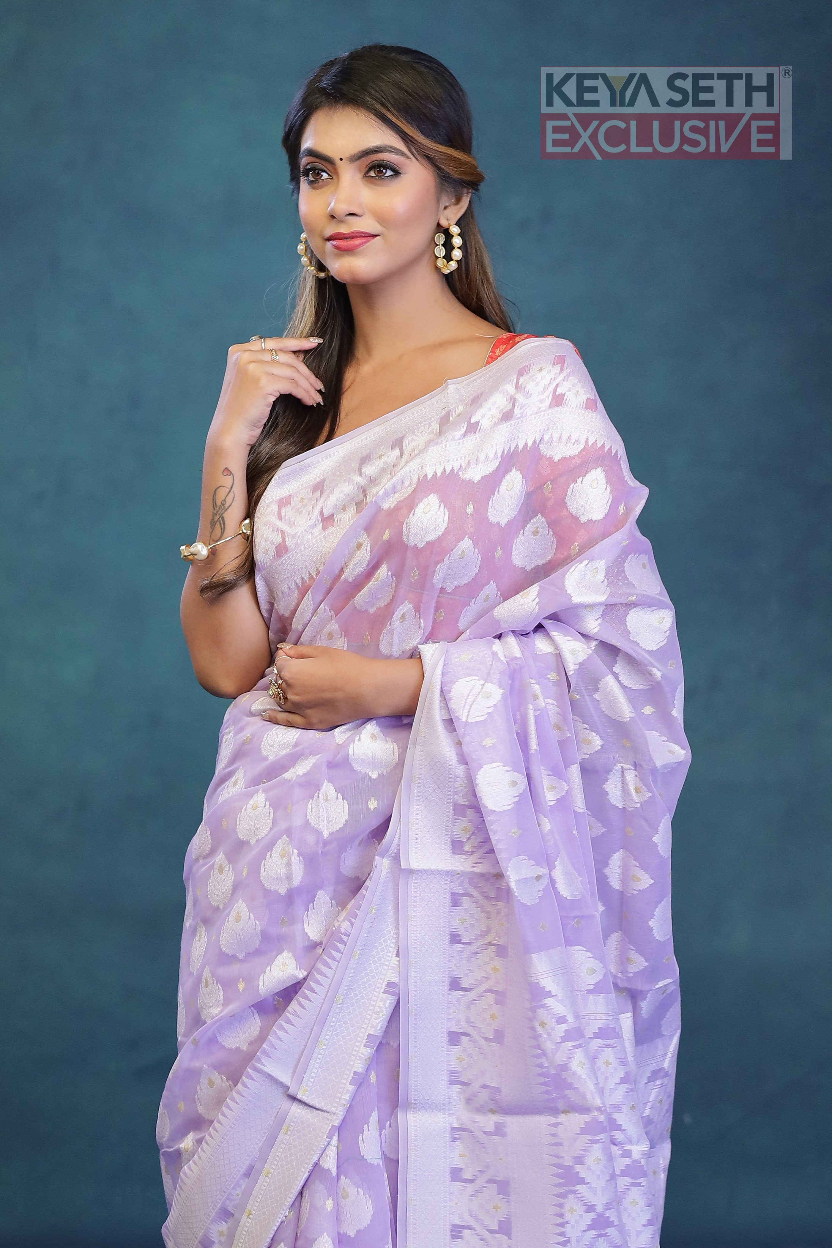 Breathable Purple Cotton Saree - Keya Seth Exclusive