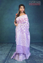 Load image into Gallery viewer, Breathable Purple Cotton Saree - Keya Seth Exclusive