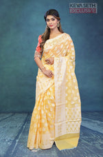 Load image into Gallery viewer, Breathable Yellow Cotton Saree - Keya Seth Exclusive