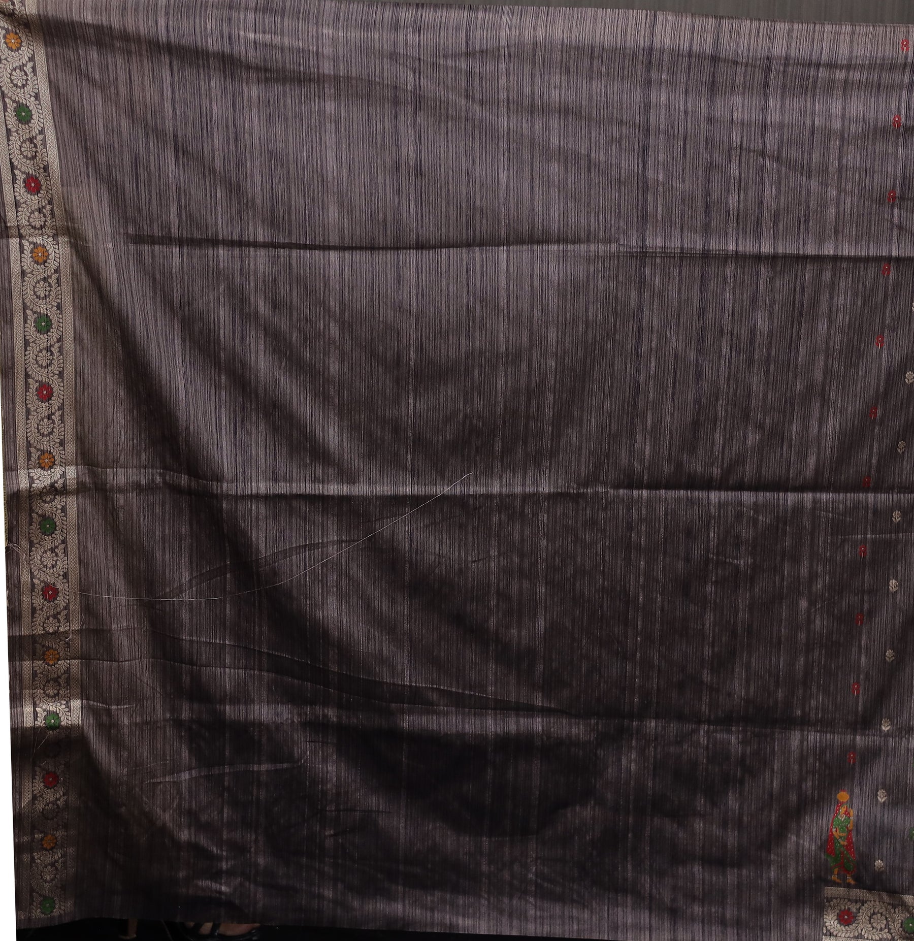 Deep Grey Pattachitra Silk Saree - Keya Seth Exclusive