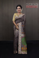 Load image into Gallery viewer, Deep Grey Pattachitra Silk Saree - Keya Seth Exclusive
