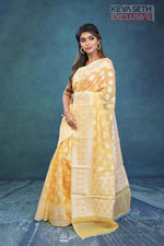 Load image into Gallery viewer, Breathable Yellow Cotton Saree - Keya Seth Exclusive