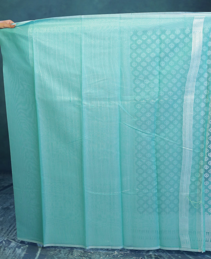 Breathable Sea Green Cotton Saree - Keya Seth Exclusive