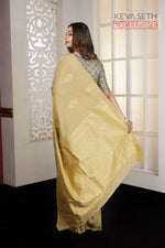 Load image into Gallery viewer, Beige Borderless Kanjivaram Silk Saree - Keya Seth Exclusive
