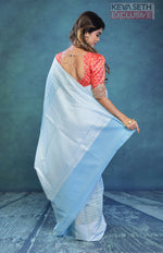 Load image into Gallery viewer, Soft Sky-Blue Cotton Saree - Keya Seth Exclusive