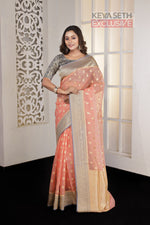 Load image into Gallery viewer, Peach Soft Tissue Saree - Keya Seth Exclusive