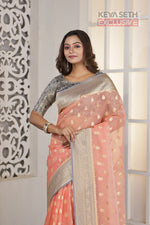 Load image into Gallery viewer, Peach Soft Tissue Saree - Keya Seth Exclusive