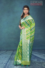 Load image into Gallery viewer, Colorful Green Organza Rangkat Saree - Keya Seth Exclusive