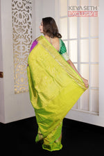 Load image into Gallery viewer, Purple Green Patli-Pallu Pure Silk Kanjivaram Saree - Keya Seth Exclusive