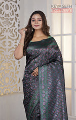 Load image into Gallery viewer, Black Pashmina Silk Saree - Keya Seth Exclusive
