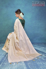 Load image into Gallery viewer, White Dola Silk Saree with Golden Zari - Keya Seth Exclusive