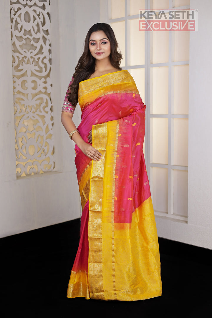 Pink Pure Silk Kanjivaram Saree - Keya Seth Exclusive