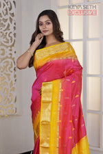 Load image into Gallery viewer, Shiny Pink Pure Silk Kanjivaram Saree - Keya Seth Exclusive
