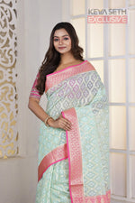 Load image into Gallery viewer, Sea Green soft Tissue Saree - Keya Seth Exclusive