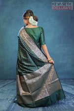 Load image into Gallery viewer, Deep Green Semi Katan Silk Saree - Keya Seth Exclusive