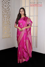 Load image into Gallery viewer, Deep Pink Satin Silk Saree - Keya Seth Exclusive