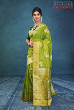 Load image into Gallery viewer, Designer Green Art Silk Saree - Keya Seth Exclusive