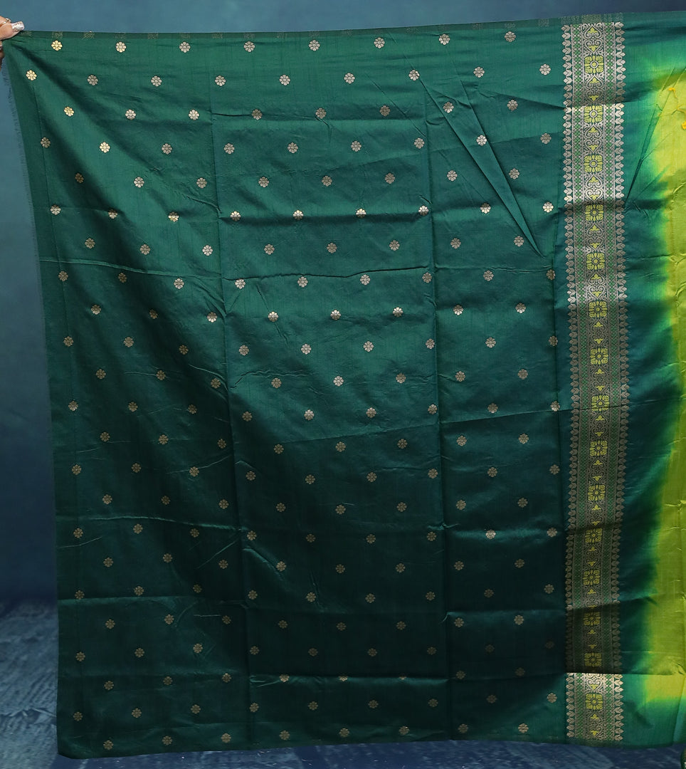 Green with Deep Green Dola Silk Saree - Keya Seth Exclusive