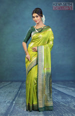 Load image into Gallery viewer, Green with Deep Green Dola Silk Saree - Keya Seth Exclusive