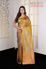 Load image into Gallery viewer, Yellow Ochre Pashmina Silk Saree - Keya Seth Exclusive