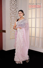 Load image into Gallery viewer, Light Pink Chikankari Fancy Organza Saree - Keya Seth Exclusive
