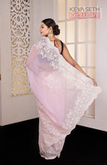 Load image into Gallery viewer, Light Pink Chikankari Fancy Organza Saree - Keya Seth Exclusive