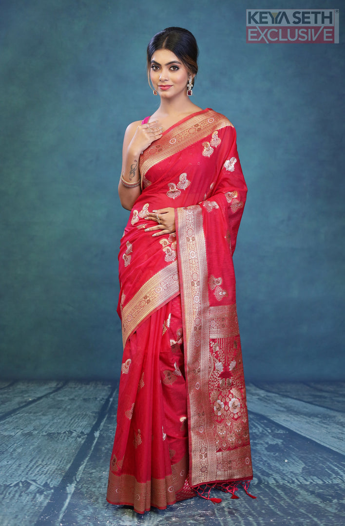 Designer Pink Art Silk Saree - Keya Seth Exclusive