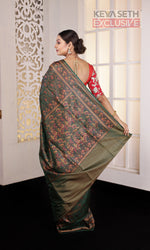Load image into Gallery viewer, Dark Green Pashmina Silk Saree - Keya Seth Exclusive