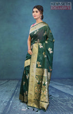 Load image into Gallery viewer, Designer Deep Green Art Silk Saree - Keya Seth Exclusive