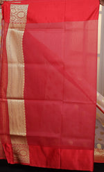 Load image into Gallery viewer, Off-white Soft Tissue Saree with Red Satin border - Keya Seth Exclusive