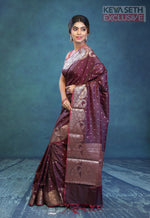 Load image into Gallery viewer, Deep Maroon Semi Katan Silk Saree - Keya Seth Exclusive