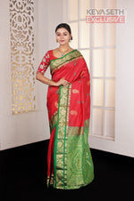 Load image into Gallery viewer, Red Green Pure Silk Kanjivaram Saree - Keya Seth Exclusive