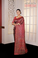 Load image into Gallery viewer, Red Pashmina Silk Saree - Keya Seth Exclusive
