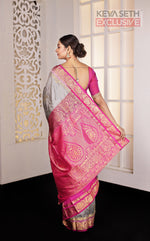Load image into Gallery viewer, Grey Pink Pure Silk Kanjivaram Saree - Keya Seth Exclusive