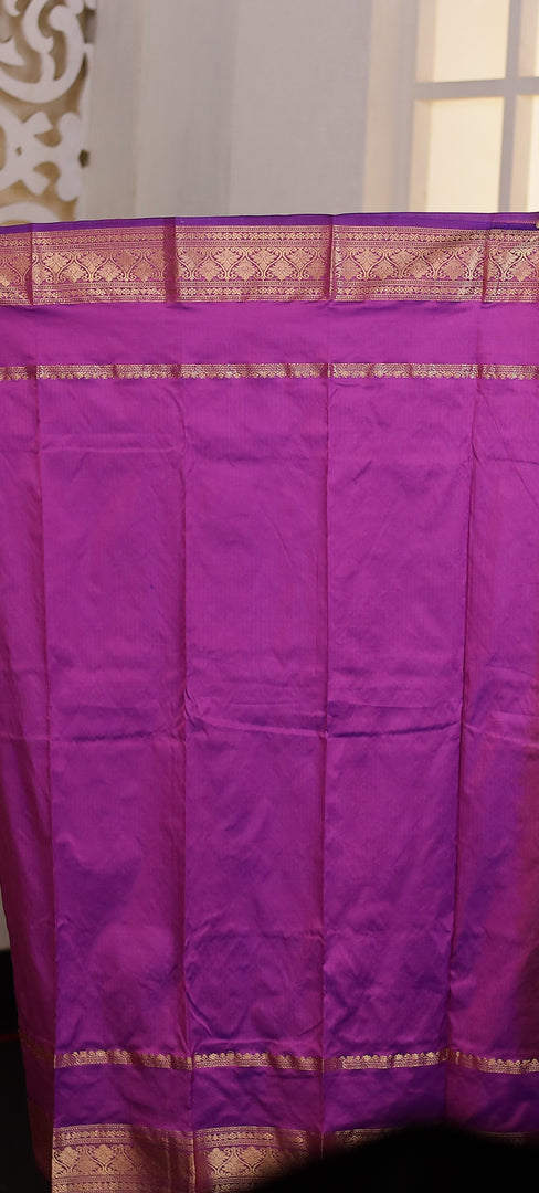 Mustard Yellow Purple Pure Silk Kanjivaram Saree - Keya Seth Exclusive