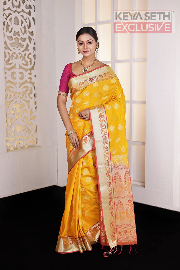 Yellow Aarni Silk Saree - Keya Seth Exclusive