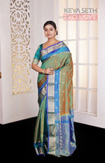 Load image into Gallery viewer, Mehendi Green Double Tone Pure Silk Kanjivaram Saree - Keya Seth Exclusive